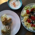 Salade grecque revisitée et ses aumônières aux pois chiches 
