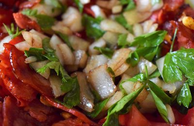 La salade aux tomates et Chorizo de Jamie Oliver.....