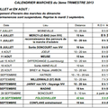 Calendrier du 3e trimestre 2013