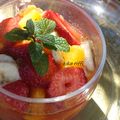 Verrines Fraises, oranges et bananes au jus de citron