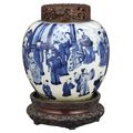 Chinese Blue and White Glazed Porcelain Ginger Jar. Kangxi Period