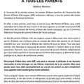 Lettre aux parents / rentrée 2017