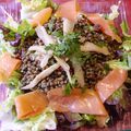 Salade de lentilles aux poissons fumés