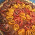 tarte tomates cerises, caramel au basilic