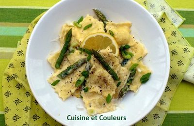 Raviolis aux asperges et sauce citronnée 