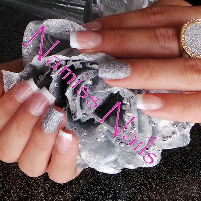 French + Glitter Nail