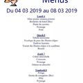 Menus de la restauration scolaire du 04 03 2019 au 08 03 2019