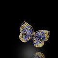A gem-set and diamond butterfly brooch, French