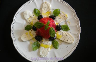 Tomate cœur de bœuf confite pour une salade caprese revisitée