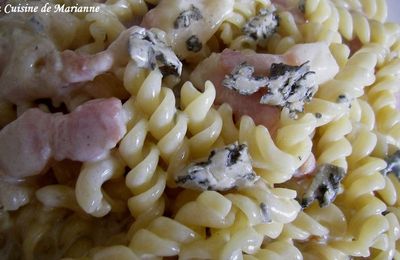 Pâtes au Bleu d'Auvergne et Lard Fumé
