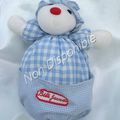 Doudou Peluche Boule Hérisson Vichy Bleu Et Blanc BéBé Jacadi