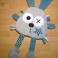 Doudou plat lapin gris bleu