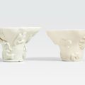 Two Dehua porcelain libation cups, Qing dynasty