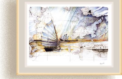 paintings watercolours maritime charts TRYPTIC N°4