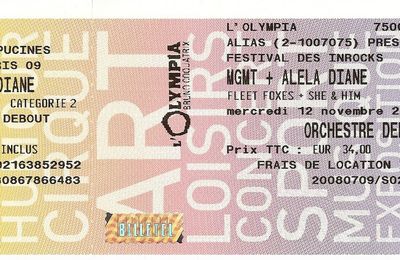 MGMT / Alela Diane / Fleet Foxes - Mercredi 12 Novembre 2008 - Festival des Inrockuptibles, l'Olympia (Paris)