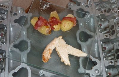 Poulet aux citron avec ces pommes de terre enlardé