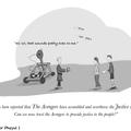 Caricature: Les Avengers ont assemblé et renversé la ligue de la justice.