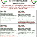 Calendrier de présence des producteurs pour le mois de JUILLET 2016 - 2ème version