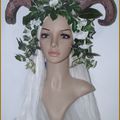 Coiffe Fleurs Cornes Faune Beltane Mariage Dryade Medieval fantasy Fawn Wedding Horns Headdress 