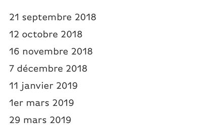 Les dates de la saison 2018-2019