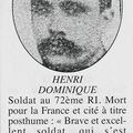 Soldat Henri Dominique 72e RI