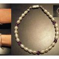 Bracelet perles blanc et violet #13