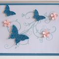 Carte "BLue" la carte aux papillons pour une fête ou un anniversaire ou juste pour faire plaisir !