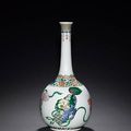 A fine famille verte bottle vase, Kangxi