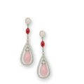 A pair of conch pearl and diamond earrings