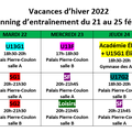 Planning des vacances de février