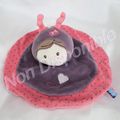 Doudou Poupée Peluche Plat Rond Rose Violet Coeur Sucre d'Orge