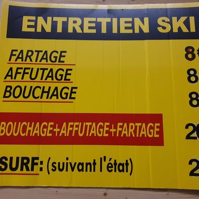TARIF ENTRETIEN MATERIEL DE SKI