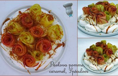 Pavlova pomme, caramel, Spéculoos