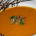 velouté de potimarron aux haricots blancs et aux lardons