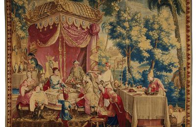 A Louis XIV Beauvais 'Chinoiserie' tapestry depicting 'La collation', circa 1700-1729