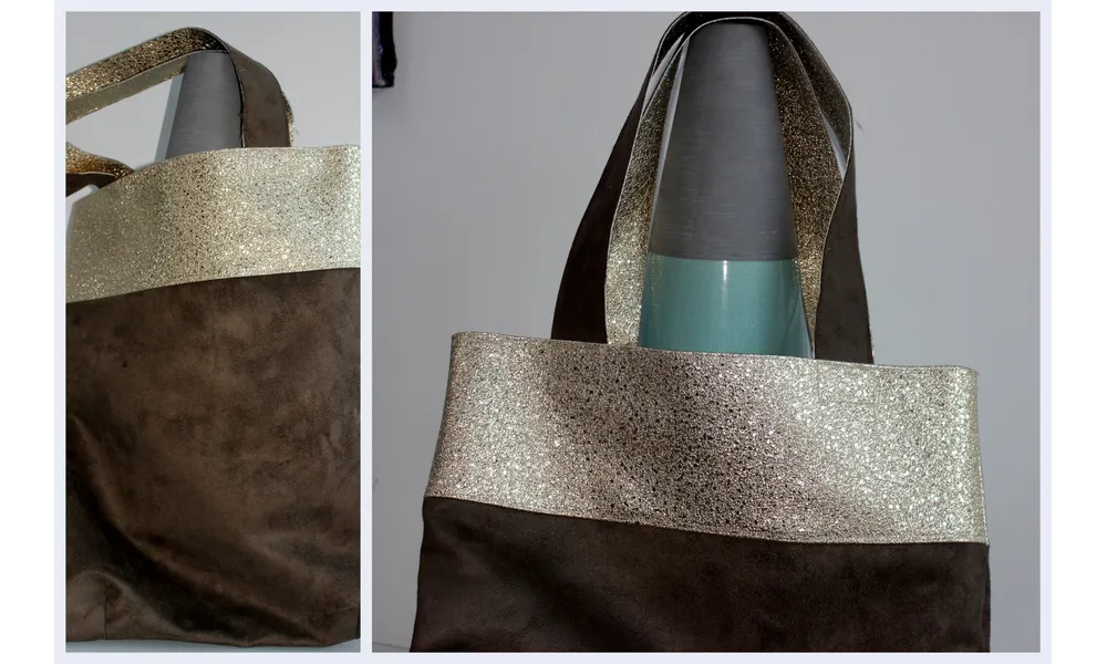 Sac simili cuir, nubuck et paillettes pour femme