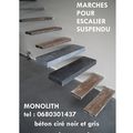 les escaliers suspendus en kit sur mesure ,prix du kit (un support métallique + un caisson résine,béton ou aspect bois ) 270 € h