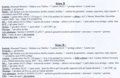 Rentrée des classes 2012/2013: Liste des fournitures du collège