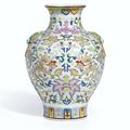 An extremely rare and finely enamelled famille-rose 'Phoenix' vase, seal mark and period of Qianlong
