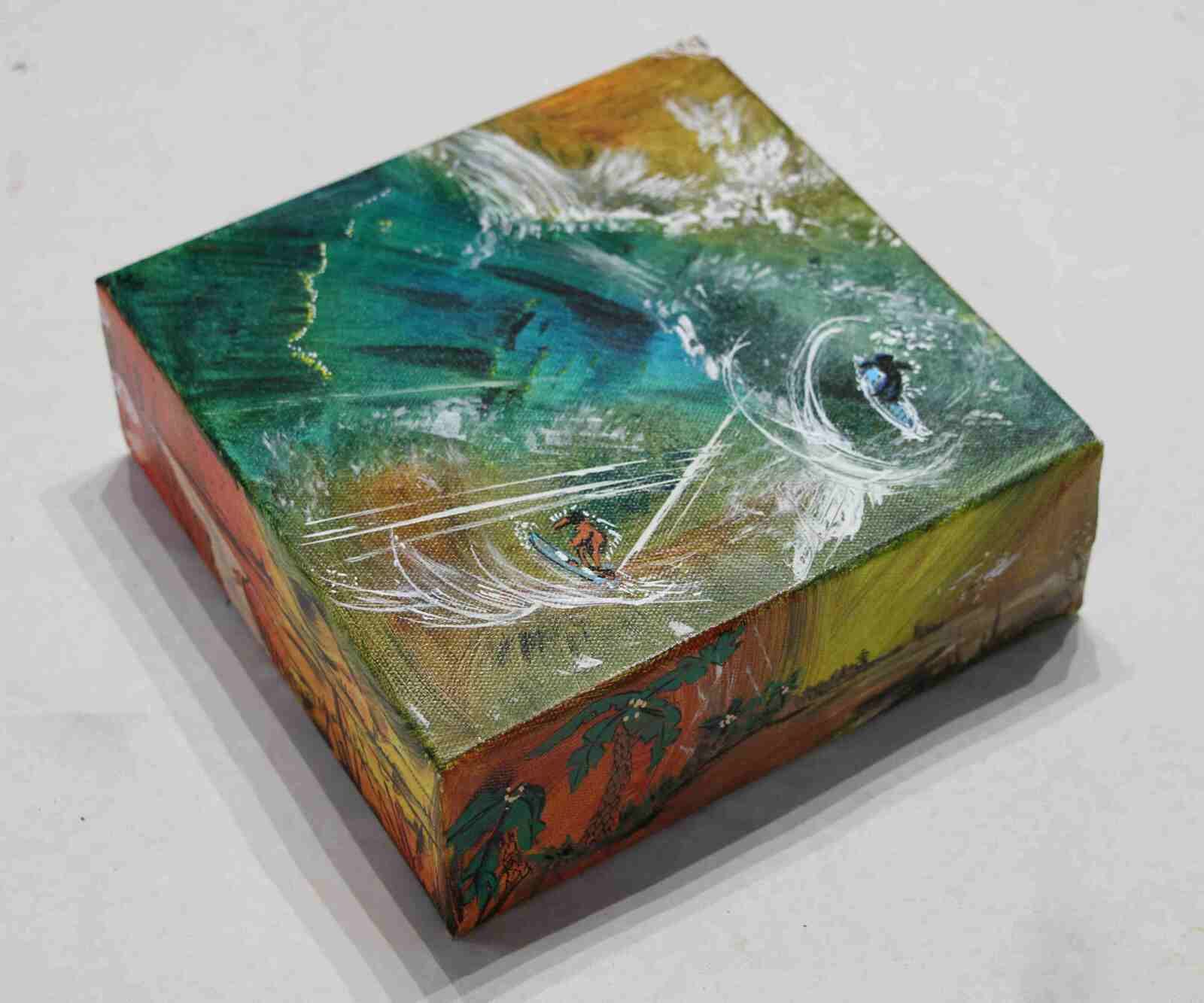 Surf, sun, fun- acryl 2019-en 3D-ND 20X20X7cm - (n°159) 1,