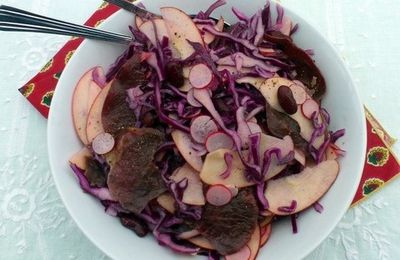 Salade de chou rouge et autres ingrédients rouges 