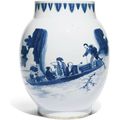 A large blue and white 'lianzi' jar, Ming Dynasty, Chongzhen Period (1627-1644)