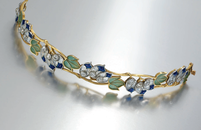 An Art Nouveau enamel and diamond bracelet, by Vever, circa 1905