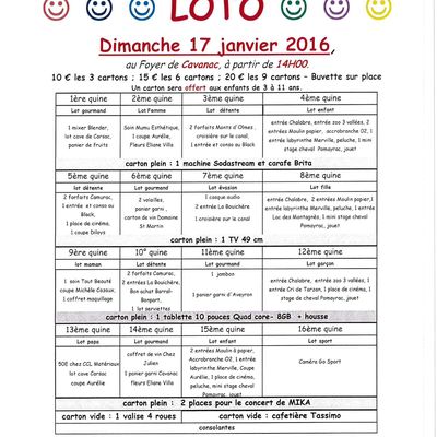 LOTO : dimanche 17 janvier