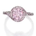 Platinum and Fancy Intense Purplish Pink Diamond Ring 