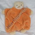 Doudou Peluche Plat Plume Chat Orange Beige Blanc kaloo