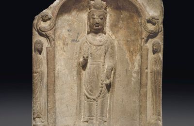 A grey stone Buddhist stele, Sui dynasty (581-618)