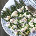 Asperges grillées à la mozzarella et fleur de ciboulette