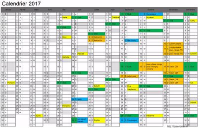 Calendrier 2017 - 2018