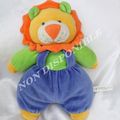 Doudou Peluche Lion Bleu Vert Orange Jaune Auchan